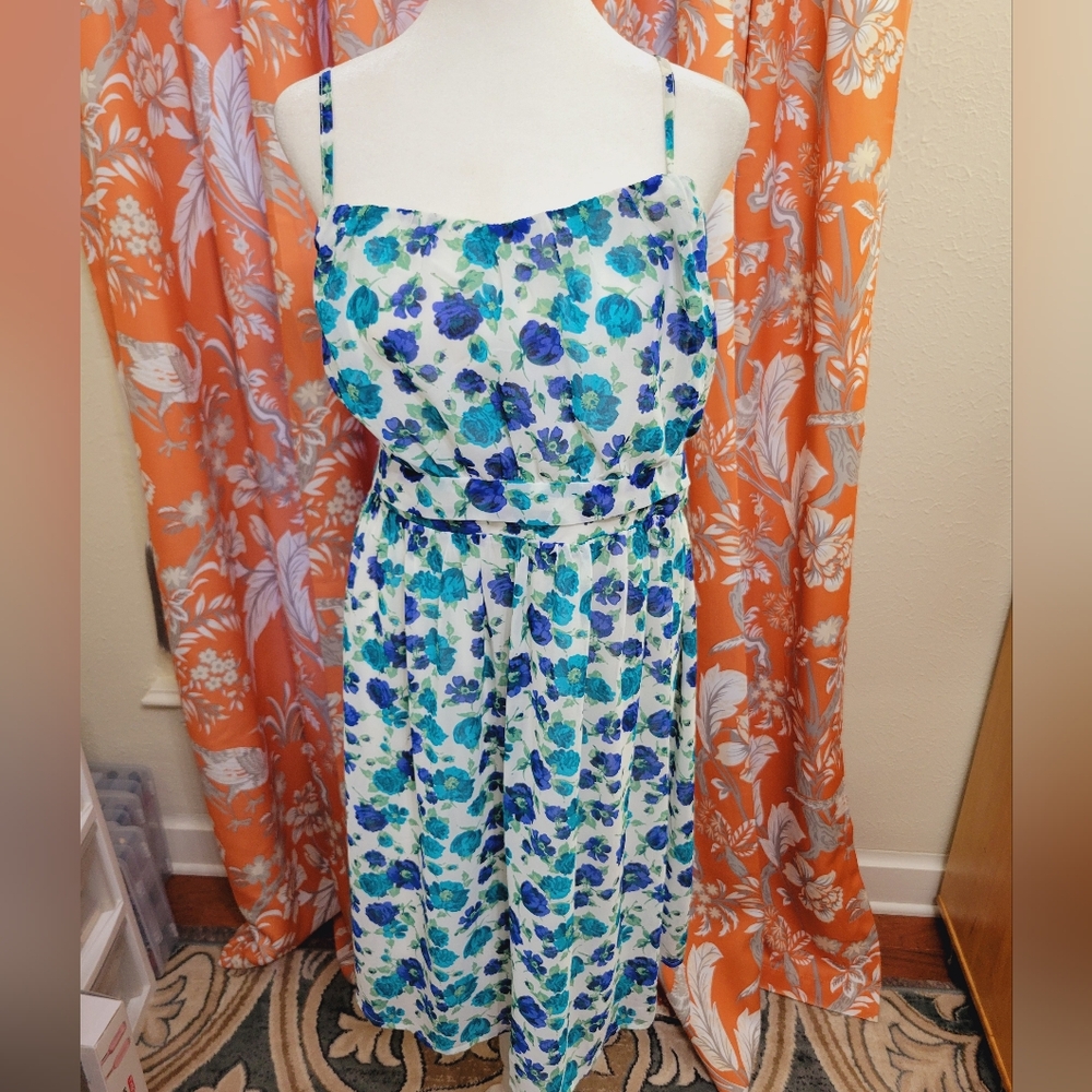 Short Blue Floral Summer Dress